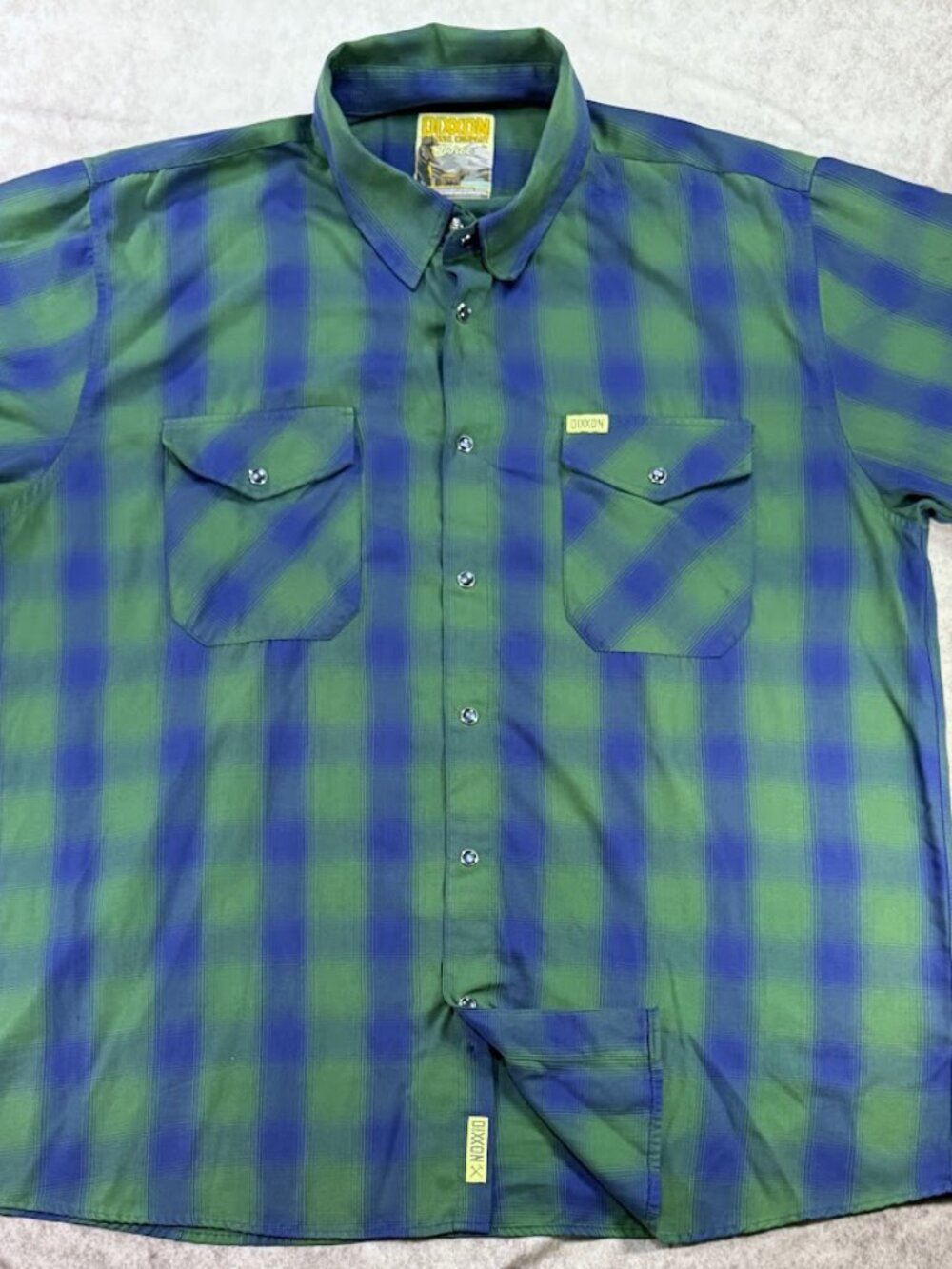 DIXXON Flannel Co Tahoe Green and Blue Plaid SS Shirt Pearl Snap 3XL